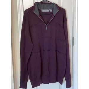 Men’s Oscar De La Renta 1/4 Zip Dark Wine Long Sleeve Pullover Sweater Size XL